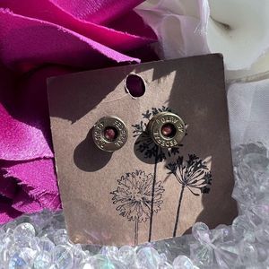 Rich McCoy Unique Handmade Upcycled Brass Bullet
Earrings Goldstone Jeweled 💗